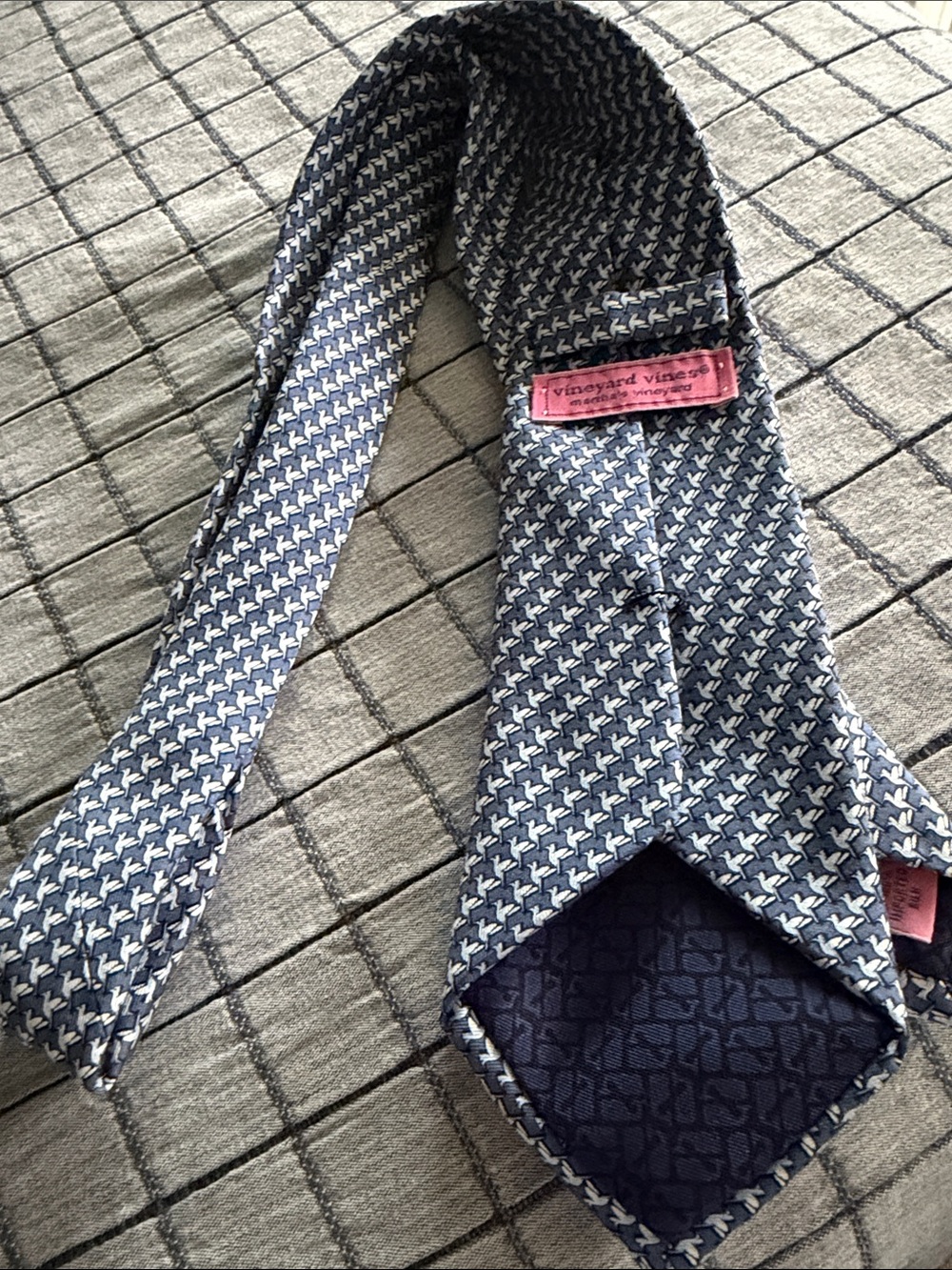 Vineyard Vines Navy & White Micro Bird Pattern Silk Tie hand pick by Shep & Ian